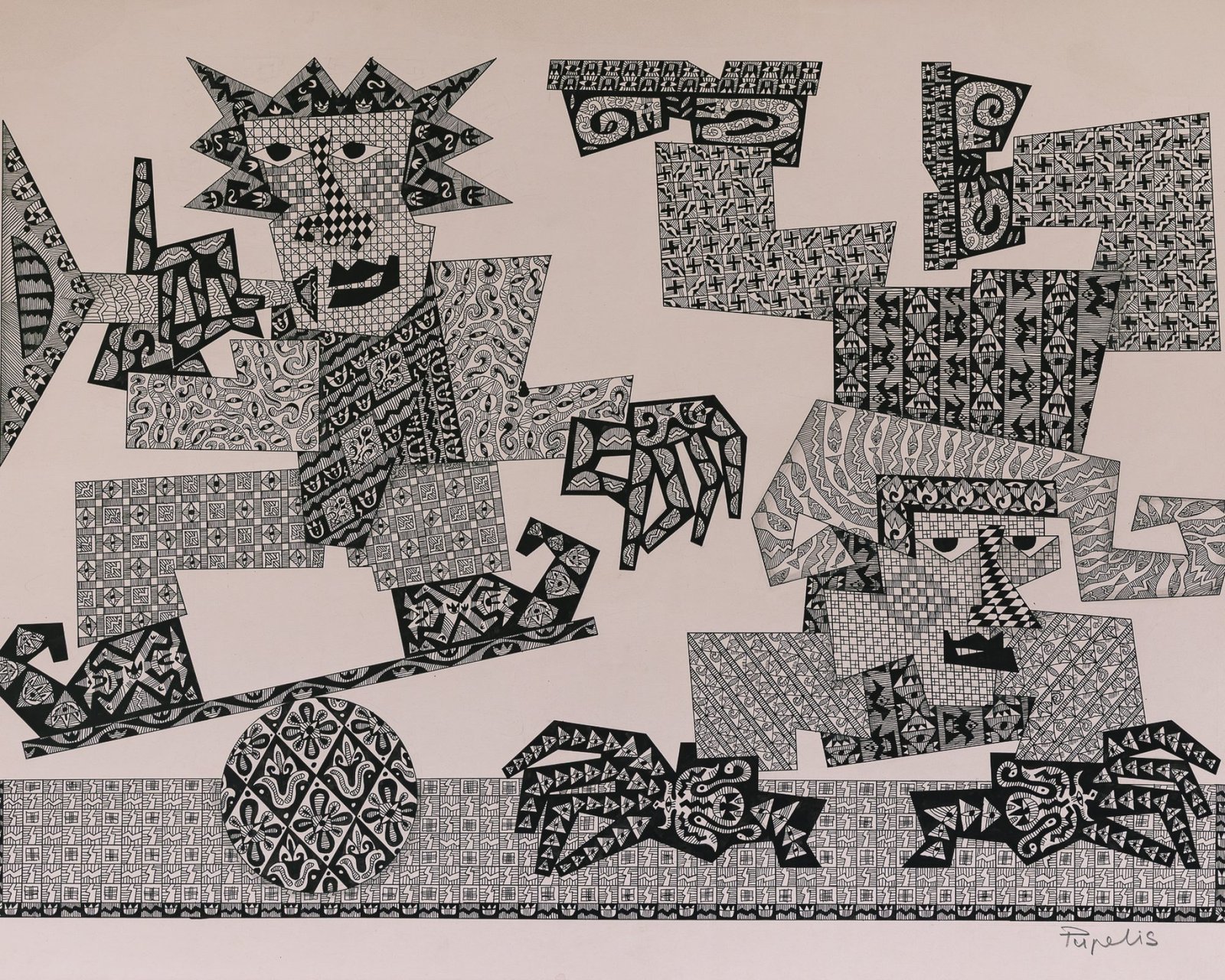 Tušas, popierius, 64 x 75 cm. 1997 m. Obeliuose